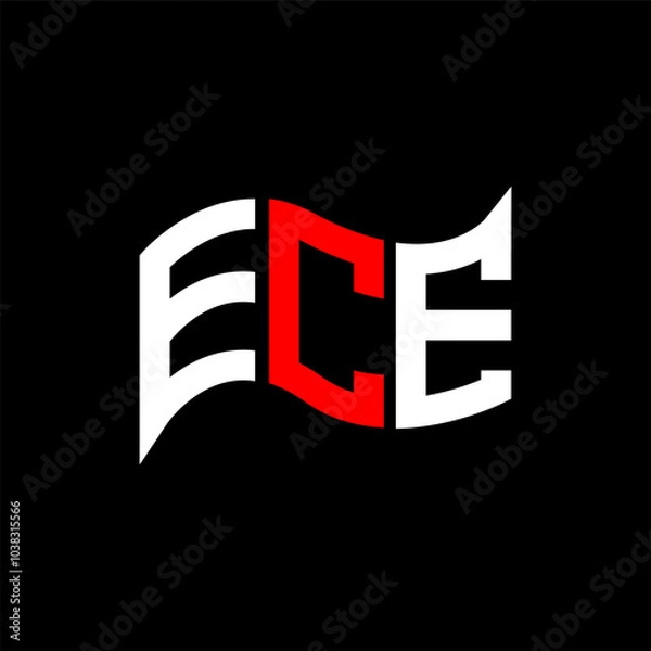Fototapeta ECE logo design, ECE simple and modern logo. ECE luxurious alphabet design