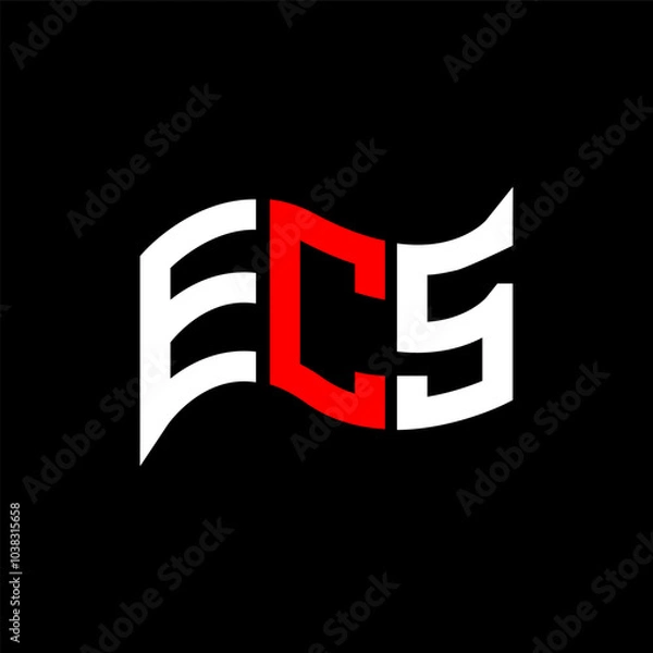 Fototapeta ECS logo design, ECS simple and modern logo. ECS luxurious alphabet design