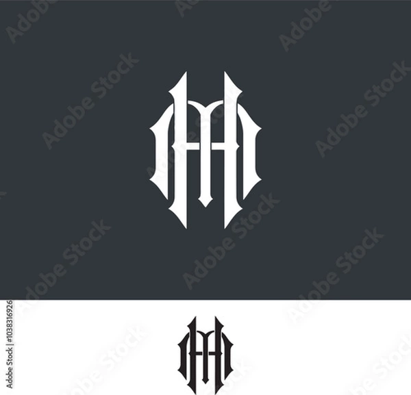 Obraz MH, HM, monogram initial Letter Logo