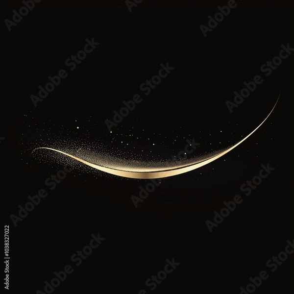 Fototapeta Minimalist abstract background of bright gold line with glitter. AI generation.