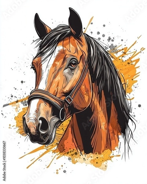 Obraz Artistic Portrait of a Horse Engaged in Genealogy and Legacy Reflection Art