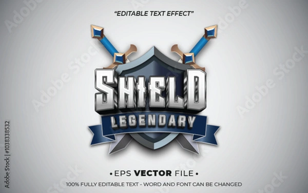 Obraz shield legendary text effect editable vector 3d for game 