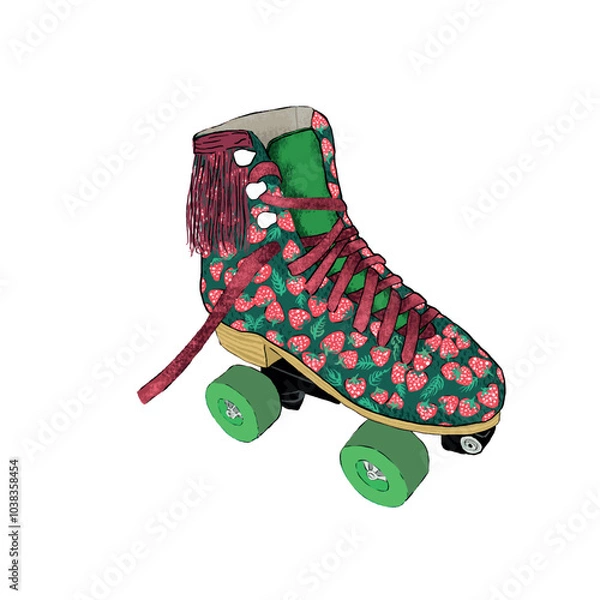 Obraz skate vintage with strawberries pattern isolated