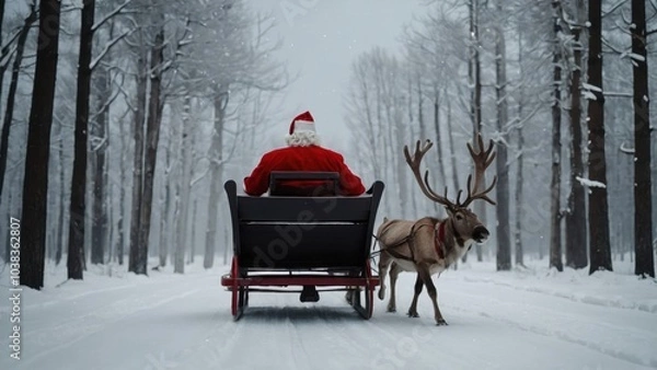 Fototapeta Santa Claus embarks on a festive journey tonight