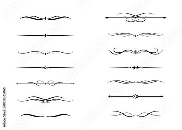 Fototapeta Set of Vintage decorative lines. text dividers. Line border. Lines separators, Borders, Vintage dividers, Underline elements. Vector illustration