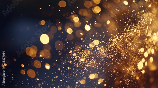 Fototapeta Golden sparks and shimmering particles swirl through the night sky, creating a magical atmosphere of celebration and wonder