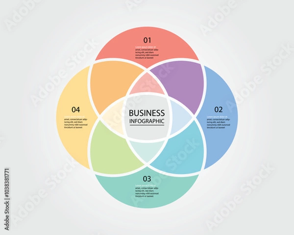 Obraz Business Infographic modern design template for banners and infographics for 4 gradient venn diagram circle step