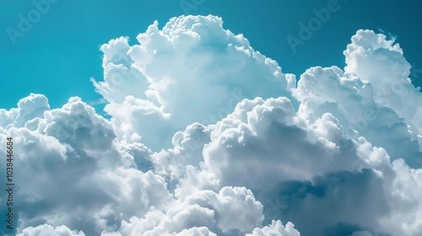 Fototapeta A collection of fluffy clouds creating a serene backdrop.