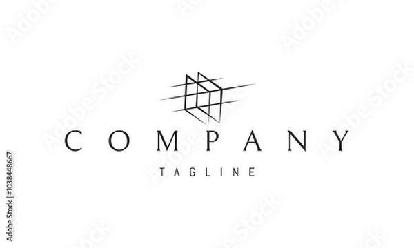 Fototapeta Vector logo with an abstract image of two glasses through which a beam of light passes.