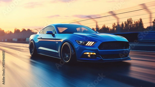 Fototapeta Sleek and Fast Supercar on the Open Road