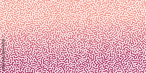 Obraz Abstract Reaction-diffusion Turing pattern natural texture red and orange gradient color scheme. Linear design with biological algorithm psychedelic background. Reaction-diffusion or truing patter