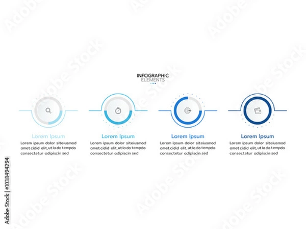 Obraz Timeline infographic template. 4-step timeline infographics template. presentation graph. Business concept with 4 options, vector illustration.