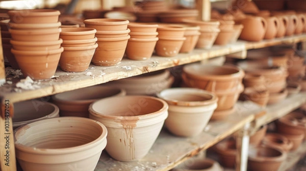 Fototapeta Stoneware: A robust ceramic made from a blend of clays and high-fired, stoneware is renowned for its strength and chip resistance, perfect for cookware.
