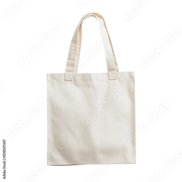 Fototapeta Blank canvas tote bag with handles, white isolate background