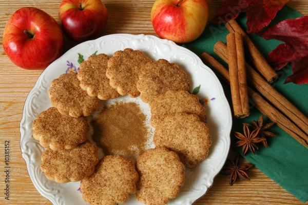 Obraz Delicious apple and cinnamon cookies - Autumn sweets.