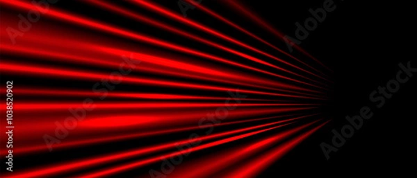 Fototapeta Abstract red light zoom fast speed on black background vector