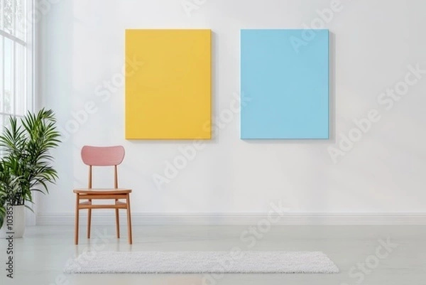 Obraz Minimalist modern interior design with colorful art