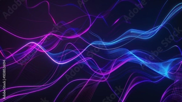 Obraz Abstract Digital Art with Flowing Neon Lines