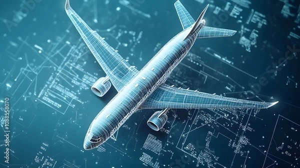 Obraz Airplane Wireframe Design