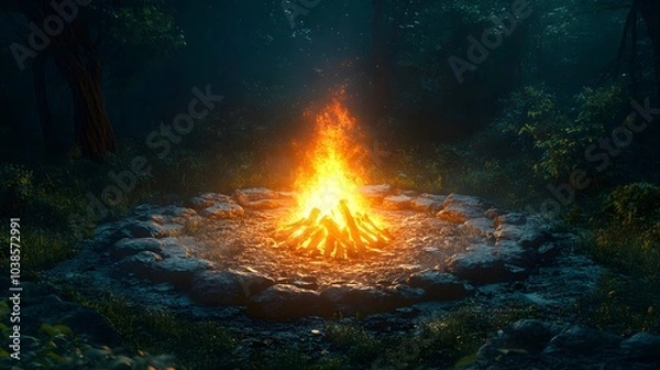 Obraz Campfire in the Forest