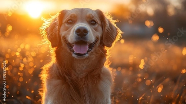 Fototapeta Golden Retriever in Sunset