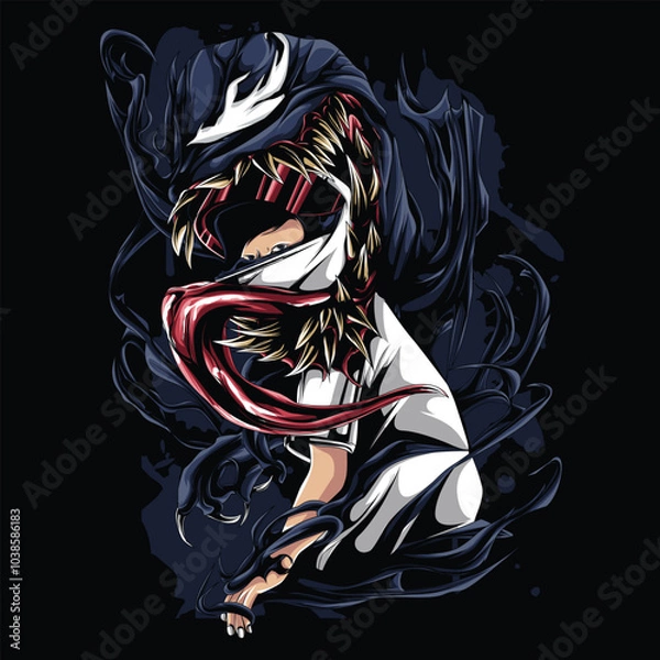 Obraz illustration rider helmet with theme hard style