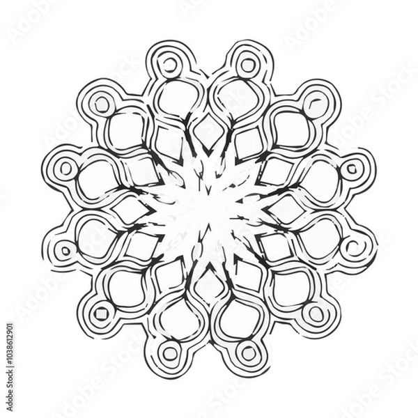Fototapeta Intricate Mandala Pattern Design Symmetrical Line Art for Decoration Coloring