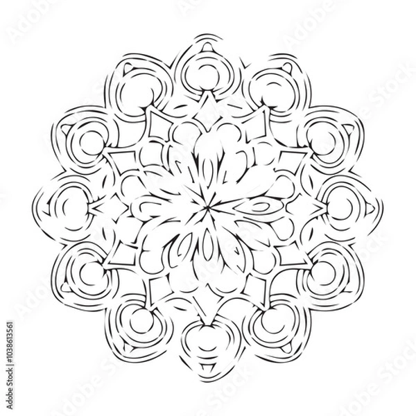 Fototapeta Intricate Mandala Pattern Design Symmetrical Line Art for Decoration Coloring