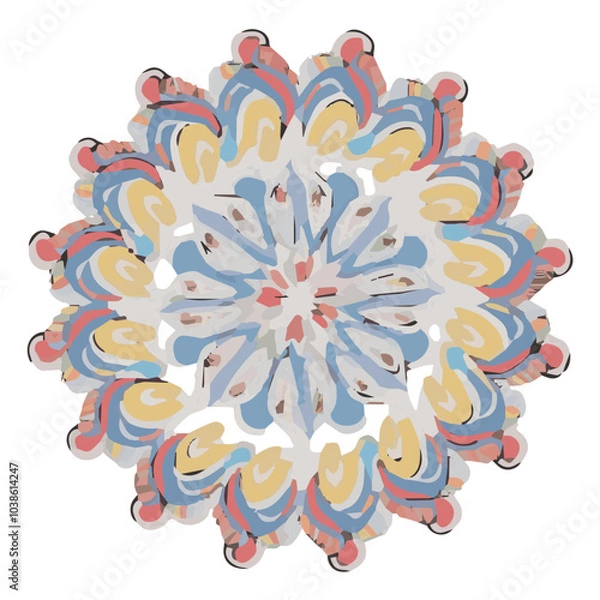 Fototapeta Intricate Mandala Pattern Design Symmetrical Line Art for Decoration Coloring