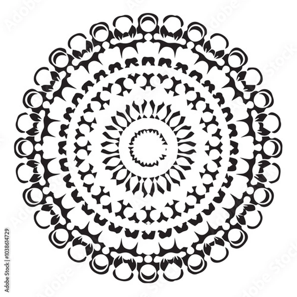 Fototapeta Intricate Mandala Pattern Design Symmetrical Line Art for Decoration Coloring