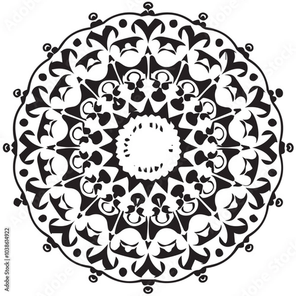 Fototapeta Intricate Mandala Pattern Design Symmetrical Line Art for Decoration Coloring