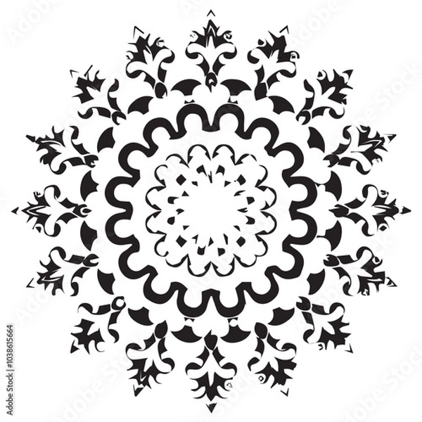 Fototapeta Intricate Mandala Pattern Design Symmetrical Line Art for Decoration Coloring
