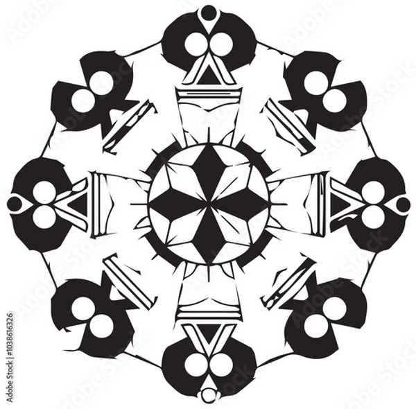 Fototapeta Intricate Mandala Pattern Design Symmetrical Line Art for Decoration Coloring