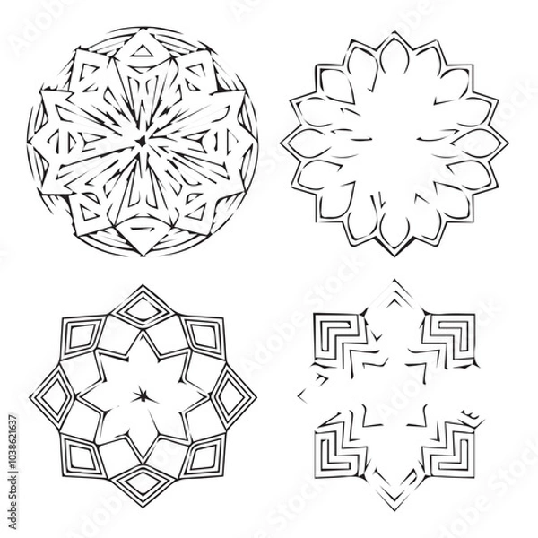 Fototapeta Intricate Mandala Pattern Design Symmetrical Line Art for Decoration Coloring