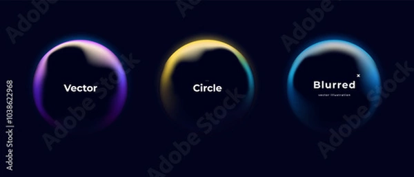 Fototapeta Abstract circle shapes with gradient isolated on black background. Vector set. Fluid vivid gradients for banners. Modern trendy design. Liquid shape. Colorful bright neon template. Dynamic soft color.