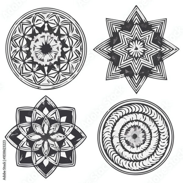 Fototapeta Intricate Mandala Pattern Design Symmetrical Line Art for Decoration Coloring