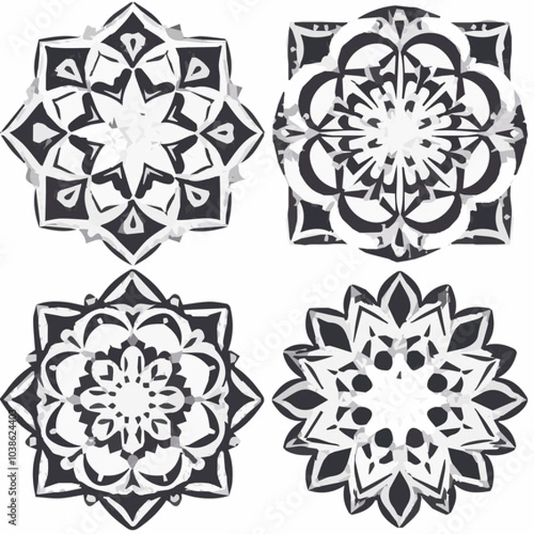 Fototapeta Intricate Mandala Pattern Design Symmetrical Line Art for Decoration Coloring