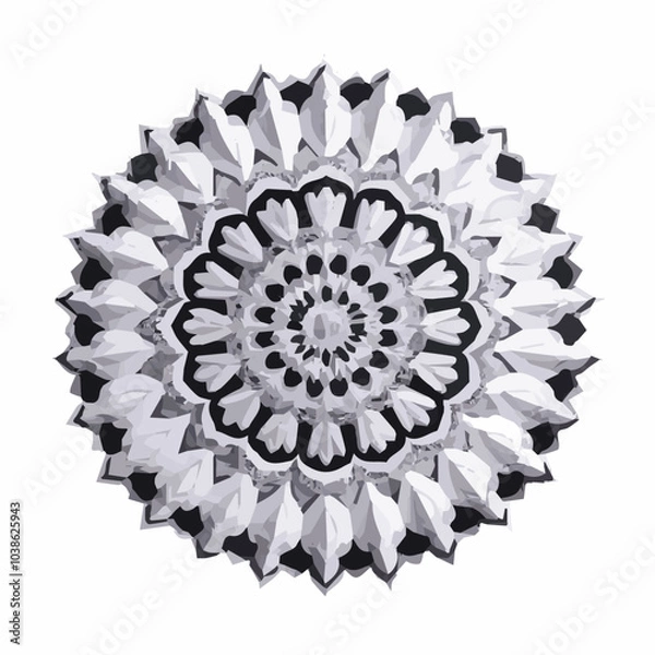 Fototapeta Intricate Mandala Pattern Design Symmetrical Line Art for Decoration Coloring
