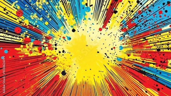 Fototapeta A colorful comic book background with a retro style, using a technique called halftone. It has a pop art feel.