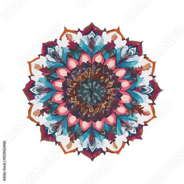 Fototapeta Intricate Mandala Pattern Design Symmetrical Line Art for Decoration Coloring