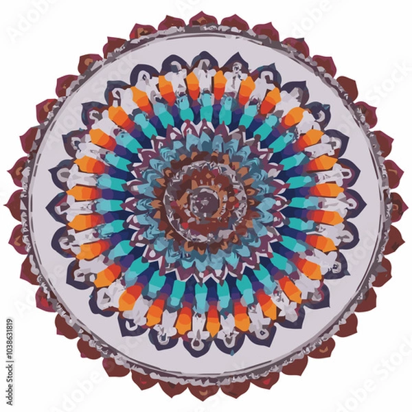 Fototapeta Intricate Mandala Pattern Design Symmetrical Line Art for Decoration Coloring