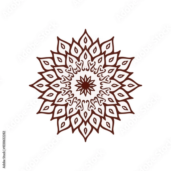 Fototapeta Intricate Mandala Pattern Design Symmetrical Line Art for Decoration Coloring