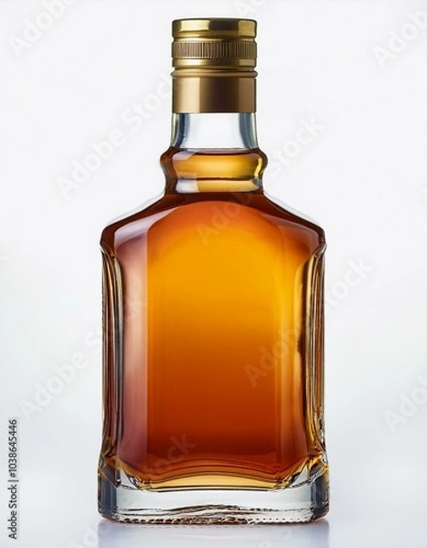 Obraz Una botella de whisky con fondo blanco