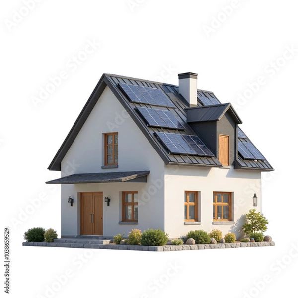 Fototapeta House on a hill with a white background