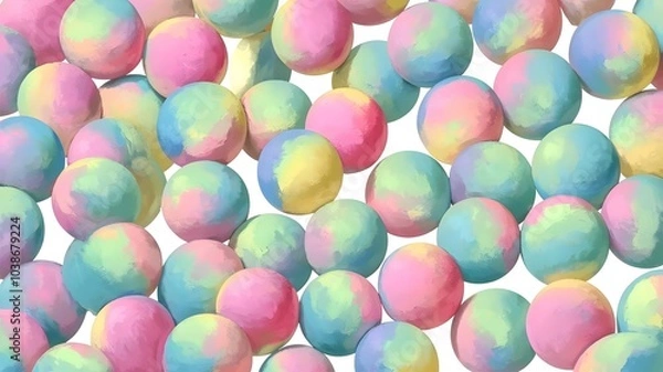 Obraz Abstract pastel balls scattered on white background