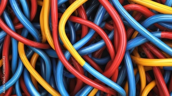 Fototapeta Tangled Cables Abstract Background