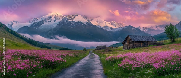 Fototapeta AI generator image of view, scenery, landscape, Luxury travel summer holiday tourism beautiful nature