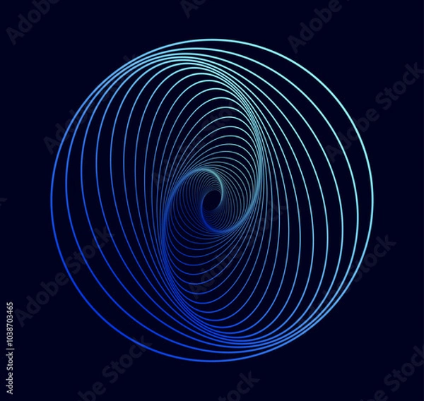 Obraz Twisted colored spirals. Circular gradient spirals isolated on dark background. Vector illustration. Logo.Poster. Banner. Wireframe shape. Spiral tunnels.