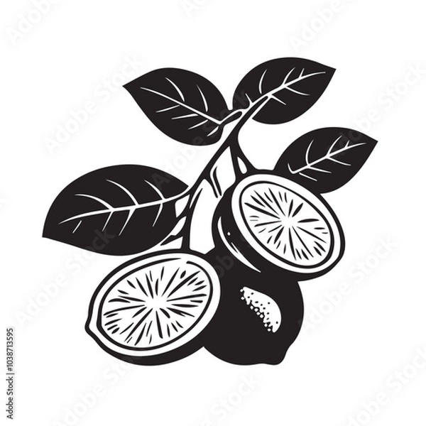 Fototapeta Lemons In cartoon, hand-drawn flat style. image for social media, websites and UI. Isolated 2D vector design in logo, icon, sketch style, simple line vector, single color. AI Generative Art.