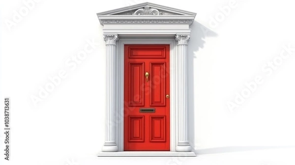 Fototapeta Classic Red Door with Elegant Architectural Features
